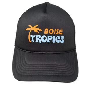 Dalix Trucker Hat Black One Size Boise Tropics Palm Tree Mesh Foam Snapback Rope